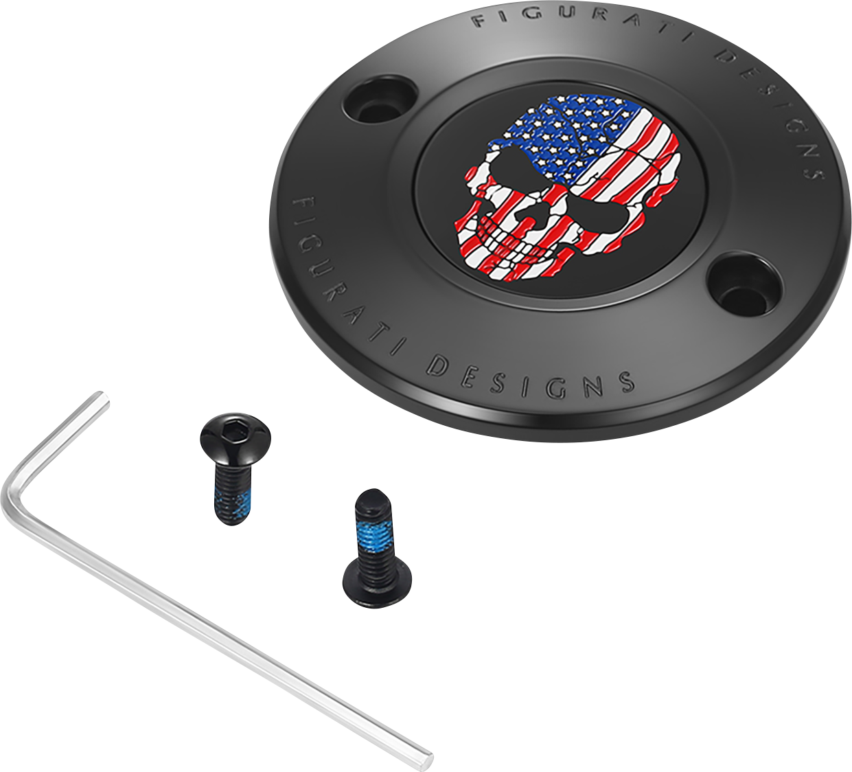 FIGURATI DESIGNS Timing Cover 2 Hole Black Skull FD25-TC-2H-BLK