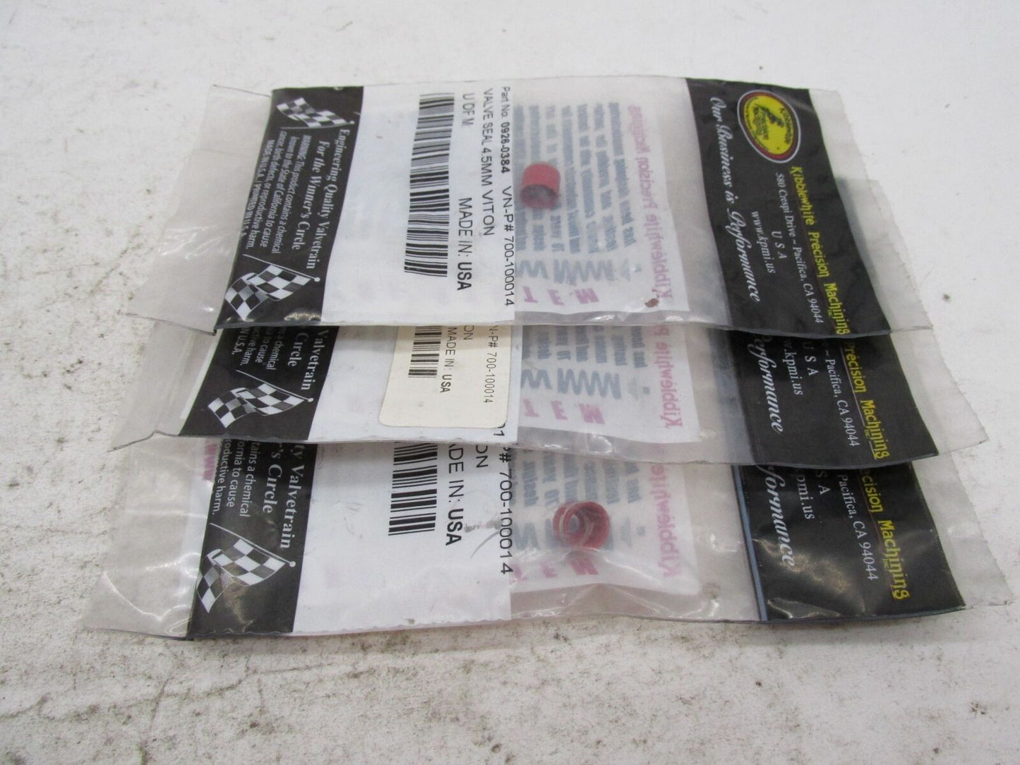 Lot of 3 Kibblewhite Precision Valve Seals 4.5MM Viton 0926-0384 700-100014