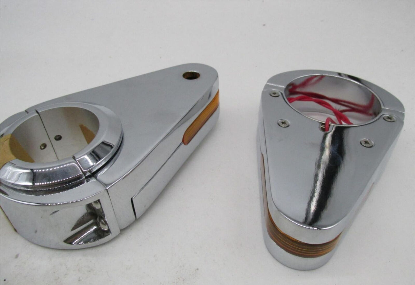 Pair of Highway Hawk Motorcycle 56MM Chrome Fork Leg Spotlight Brackets 68-612