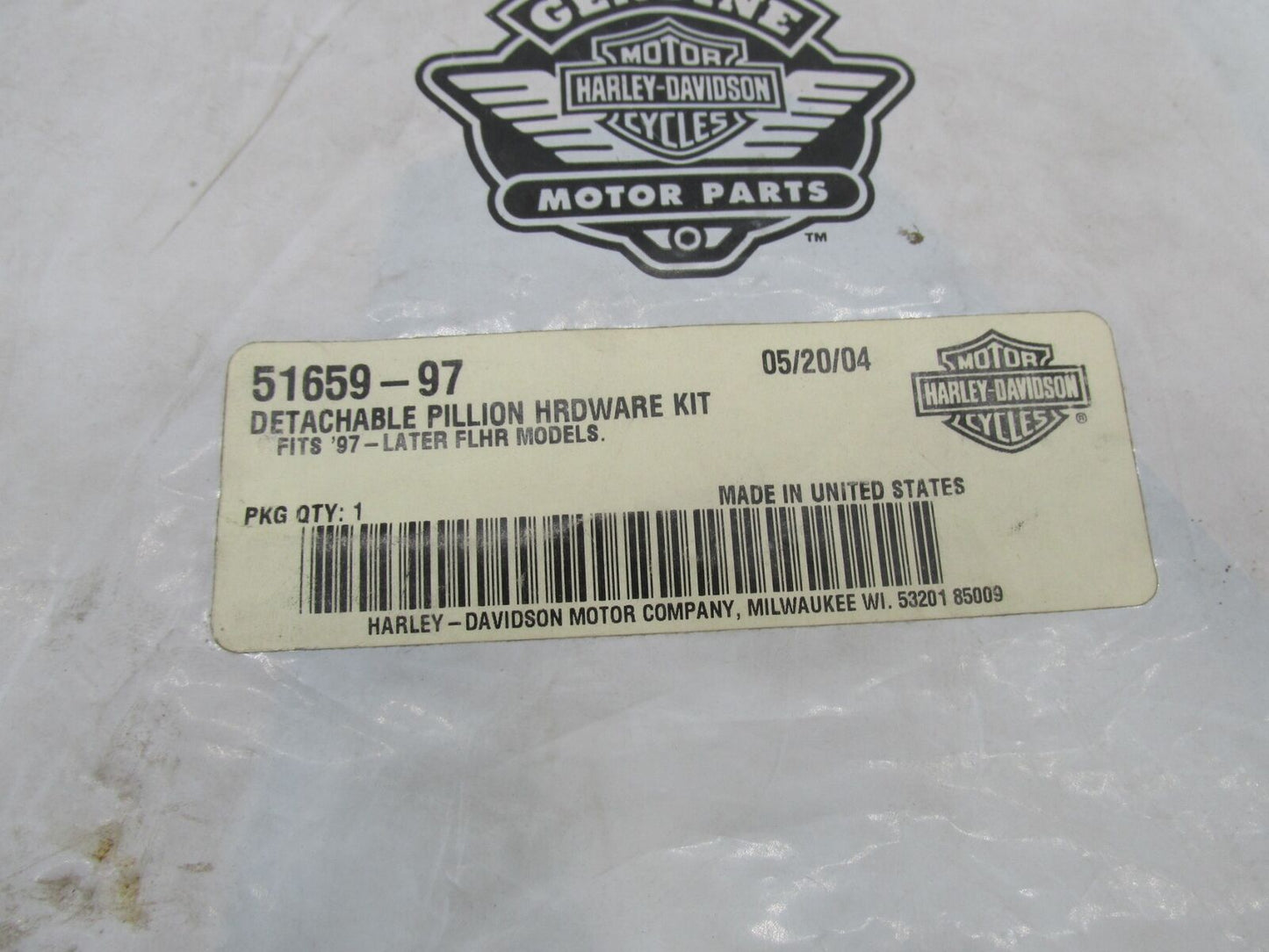 Harley Davidson Genuine NOS Detachable Pillion Hardware Kit 97+ FLHR 51659-97