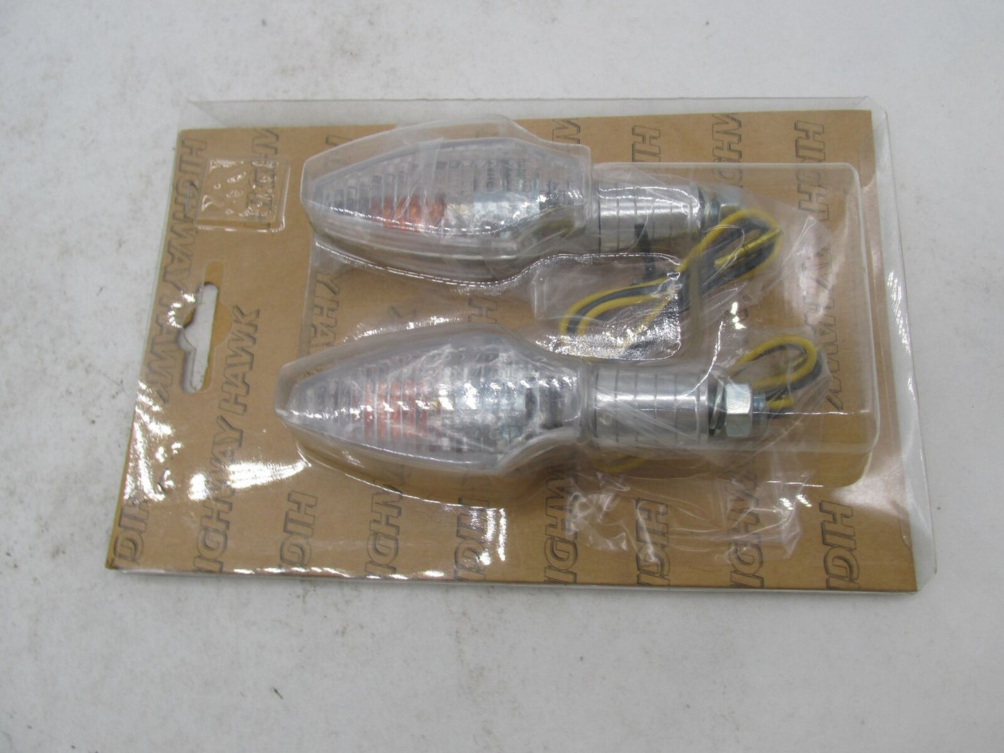 Set of Highway Hawk Motorcycle Chrome Turn Signals Slim Clear Lens 68-6010