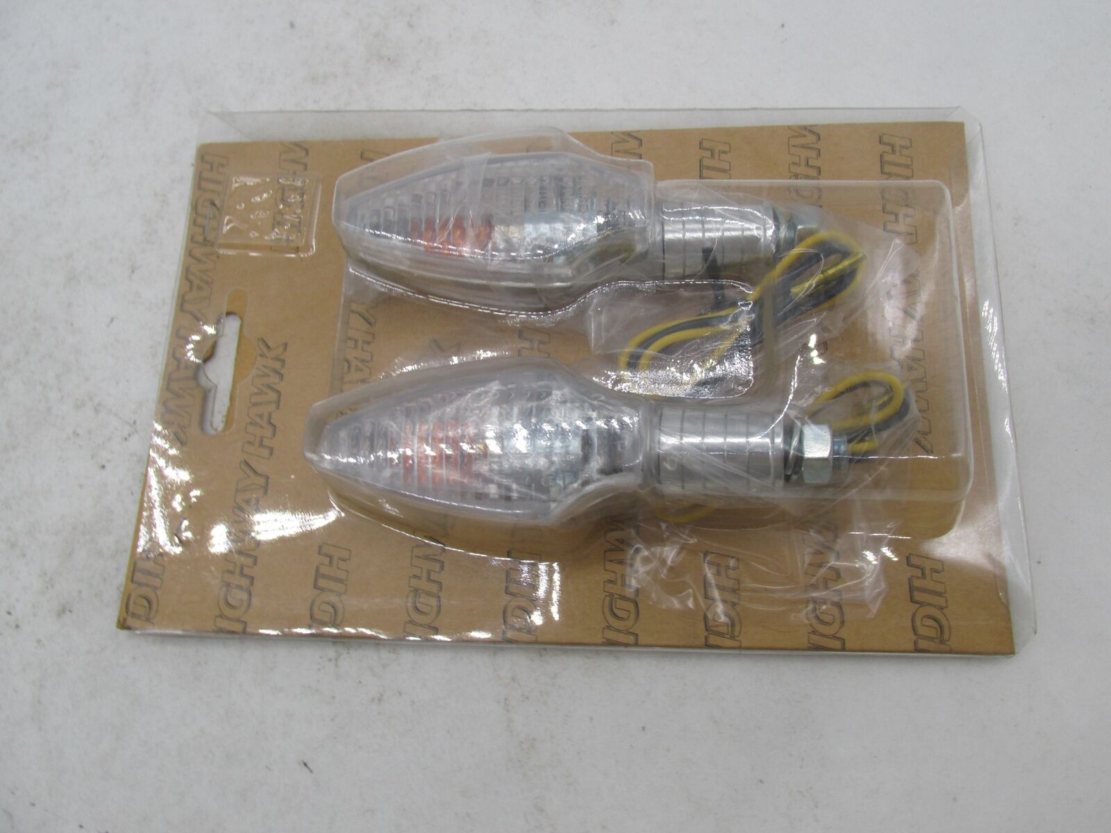 Set of Highway Hawk Motorcycle Chrome Turn Signals Slim Clear Lens 68-6010