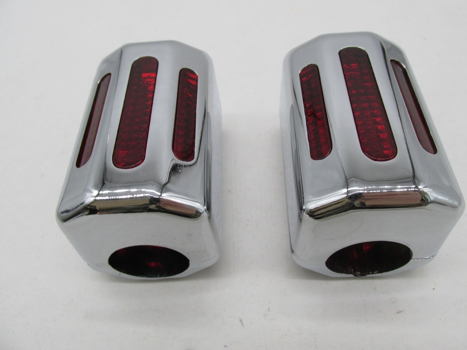 Pair Harley 1" Handlebar Mounted Red Turn Signal Marker Lights 2-7/8" x 1-3/4"