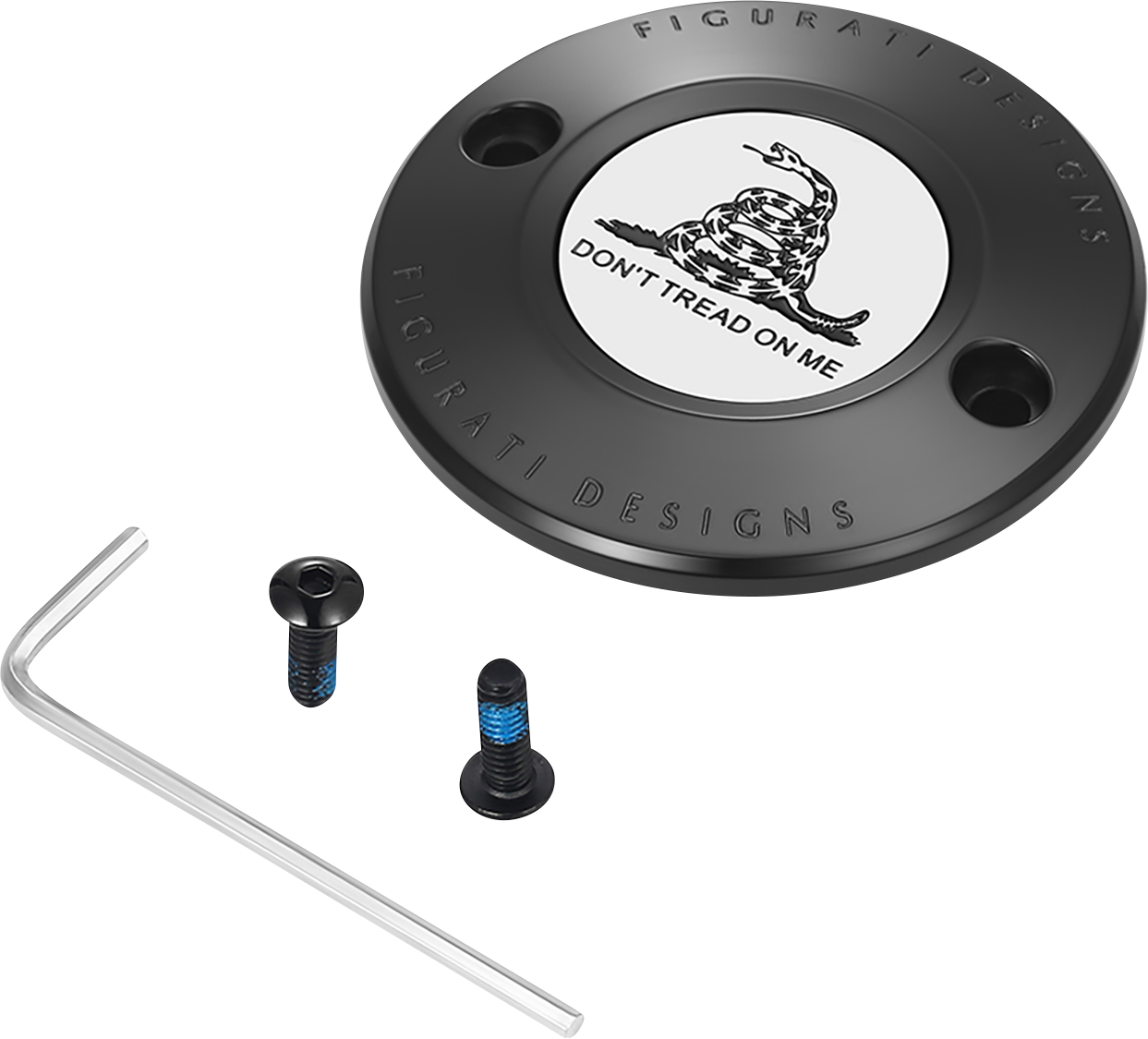 FIGURATI DESIGNS Timing Cover 2 Hole Black Don't Tread On Me FD40-TC-2H-BLK