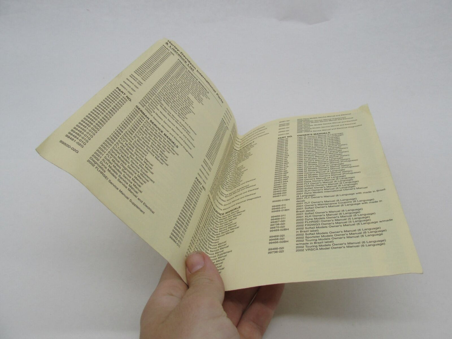 Harley-Davidson & Buell Genuine 2002 Service Literature List 99528-02