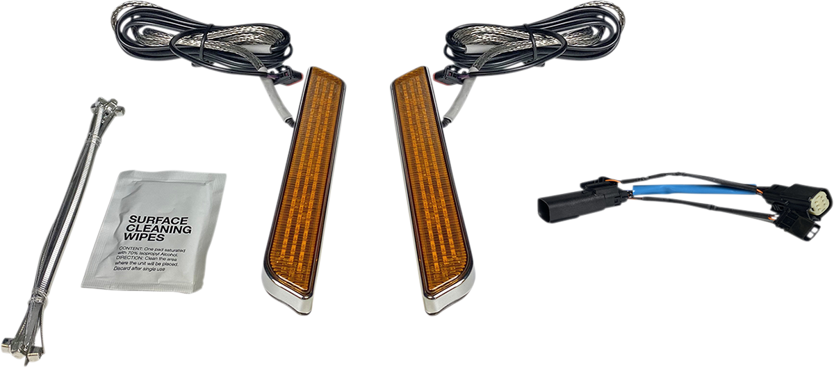 Custom Dynamics LED Front Fork Lightz Amber - Chrome CD-FORK-SS6-AC