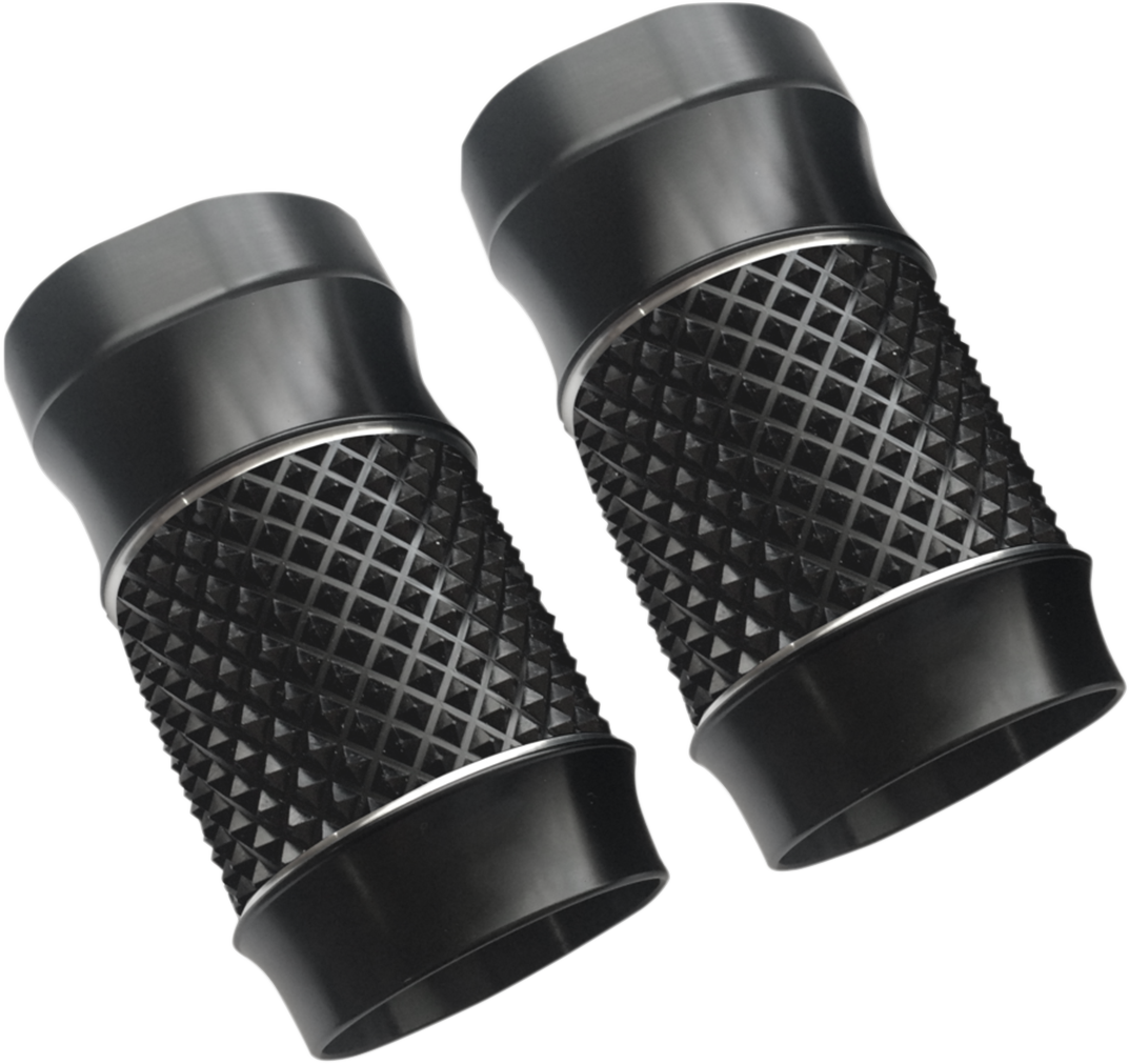 EDDIE TROTTA DESIGNS Fork Slider Covers Stock Black Anodized Cross-Cut TC-962B