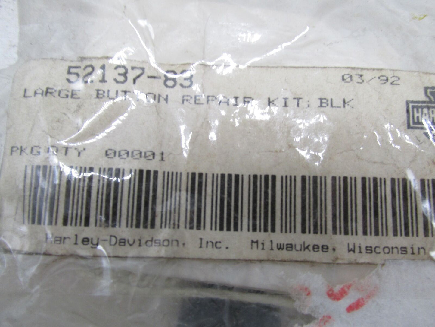 Harley Davidson Genuine NOS Large Black Seat Button Repair Kit 52137-83