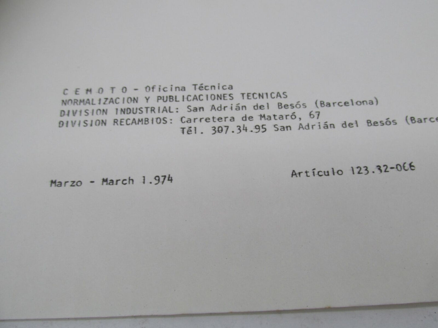 Bultaco Original Factory 1974 Astro Parts List Catalog Book 123.32-066