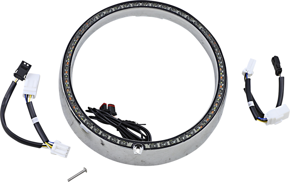 Custom Dynamics Amber/White Headlight Trim Rings Chrome PB-7TR-SEQ-2C