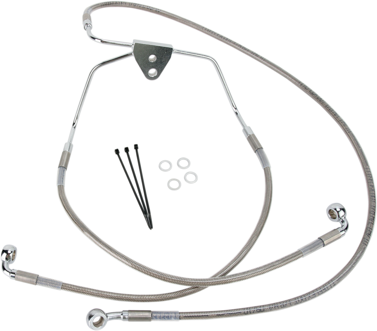 Drag Specialties Extended Stainless Steel Front Brake Line Kit 1741-2625 Clear