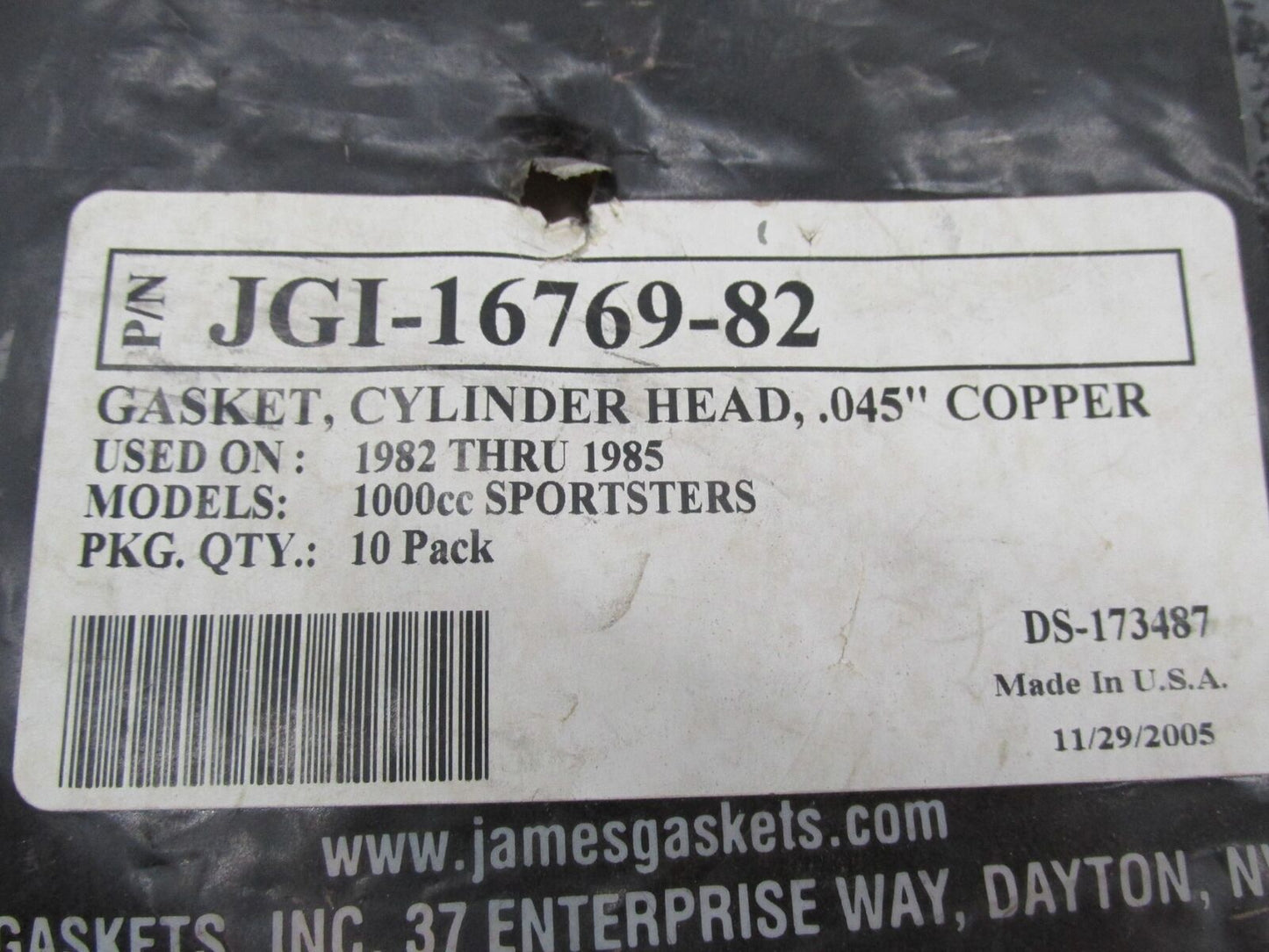 Lot of 9 Harley Sportster 1982-1985 Cylinder Head Copper Gaskets JGI-16769-82