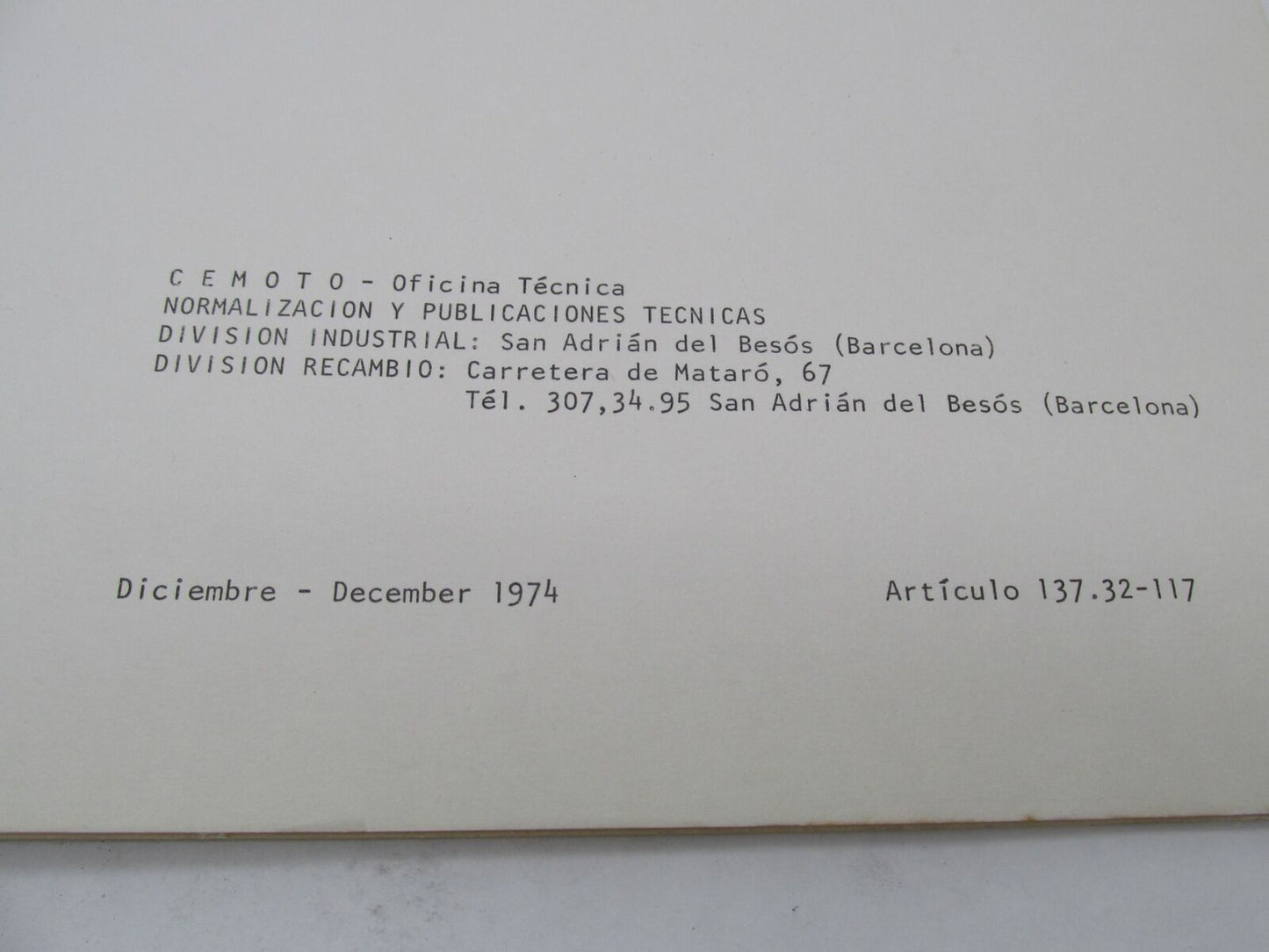 Bultaco Factory 1974 Alpina 137-138 Parts Catalog List Book Manual 113.32-117