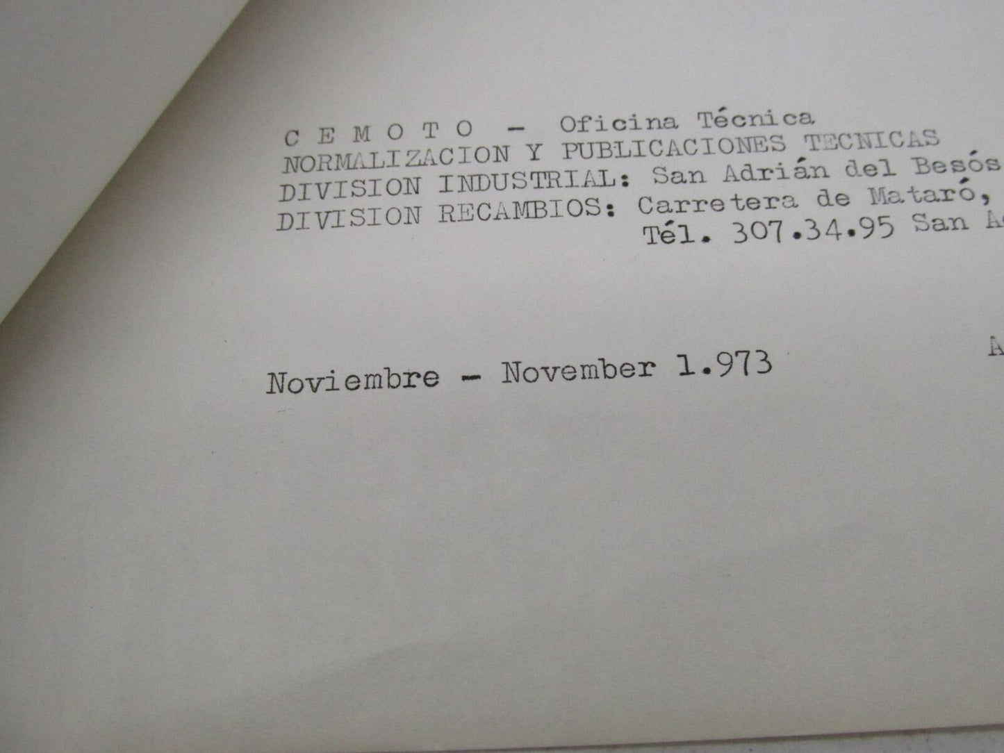 Bultaco Original Factory 1973 Provisional Astro Parts Catalog List 123.32-P066