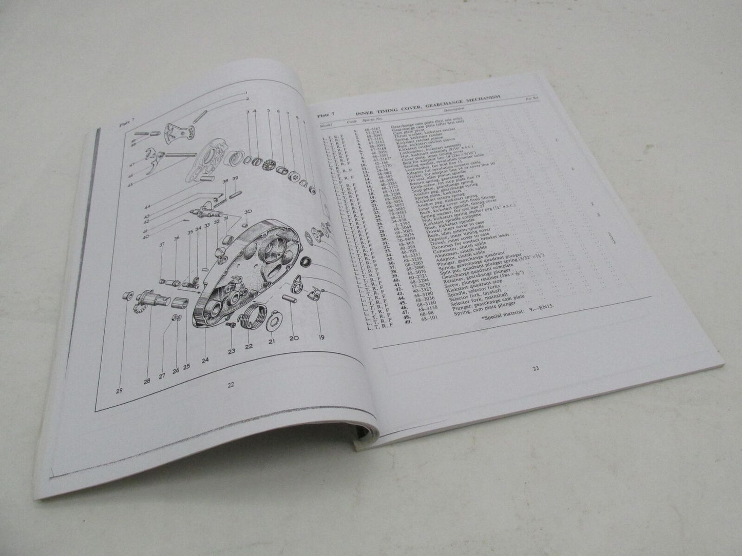 Photocopied BSA Replacement Motorcycle Parts List A65 A50 00-5145