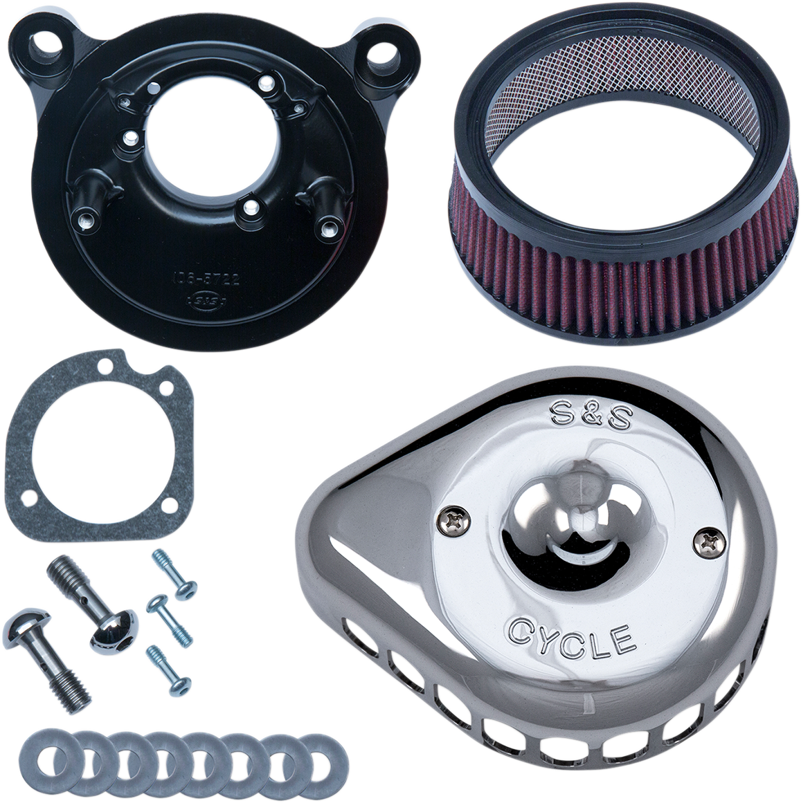 S & S Cycle Mini Stealth Air Cleaner Kits for Harley-Davidson Chrome 170-0441