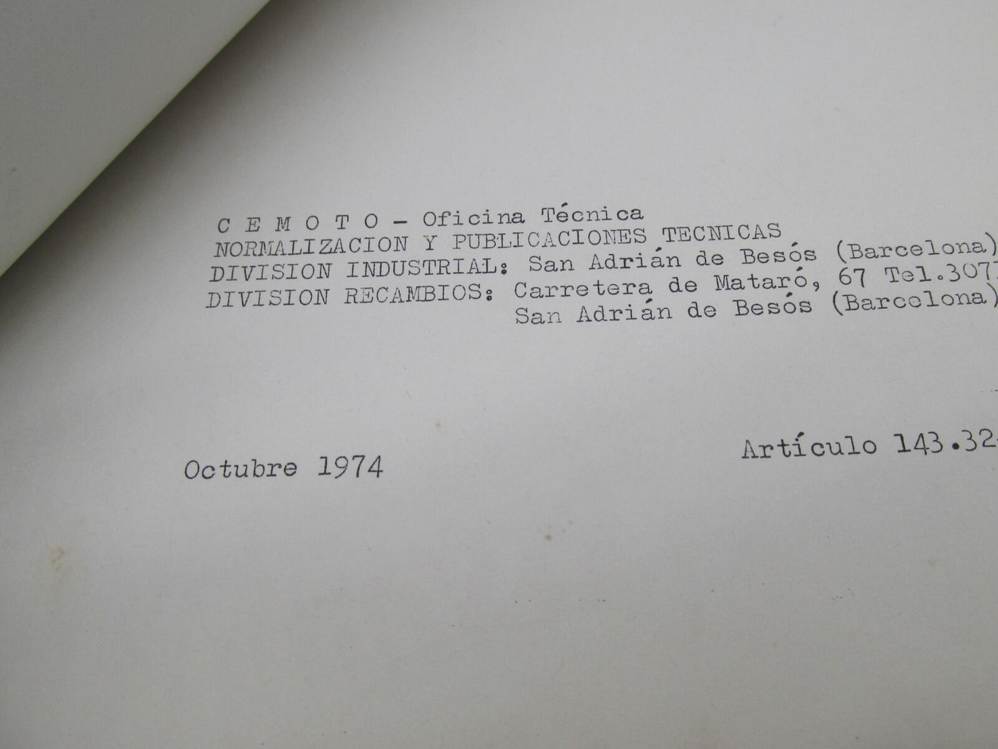 Bultaco Original Provisional Frontera 250-360cc Parts Catalog List 143.32-P117