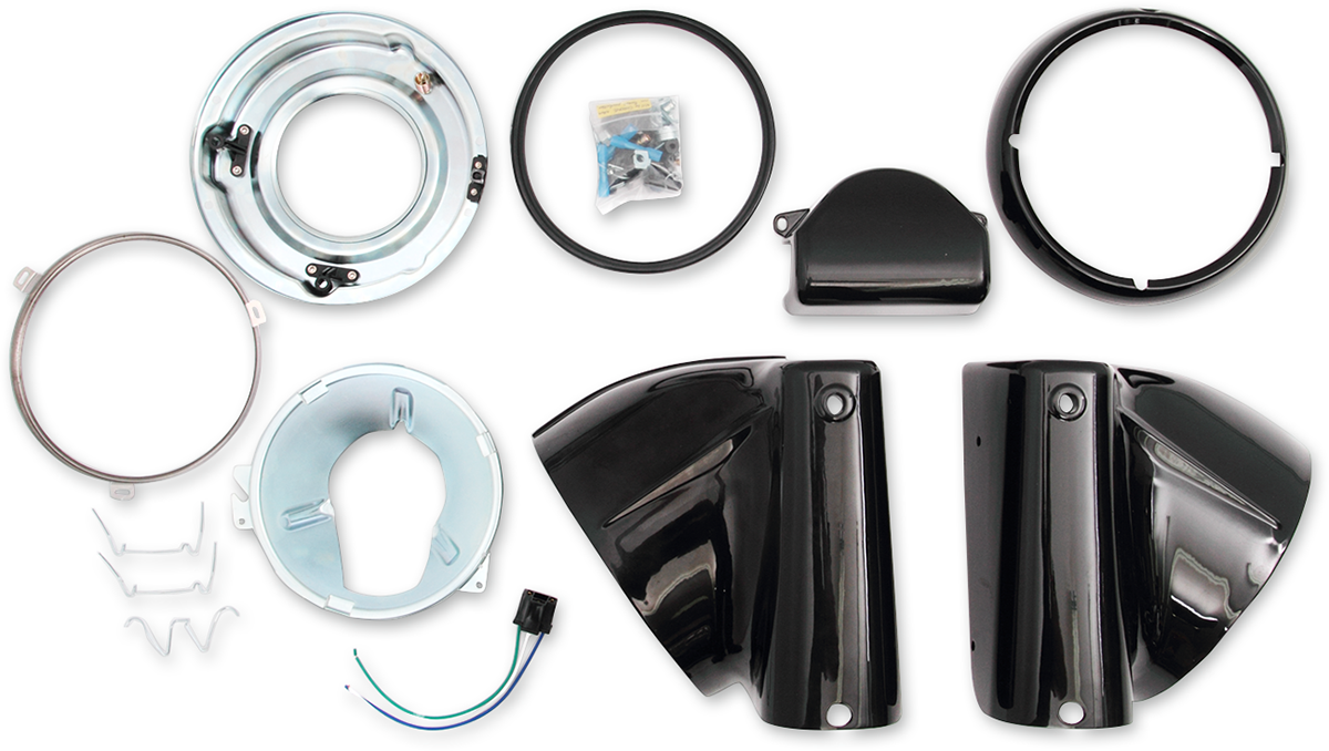 Drag Specialties Headlight Nacelle Kit for 7" Headlight Black 2001-1482