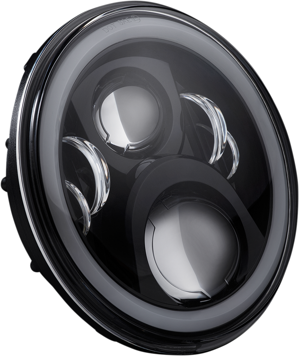 Custom Dynamics 7" Halo Headlamp with Touring Adapter Black CD-7-14-B