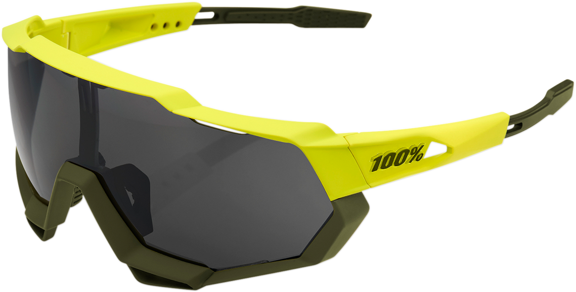 100% Speedtrap Sunglasses Neon Yellow/Black Mirror 61023-004-61