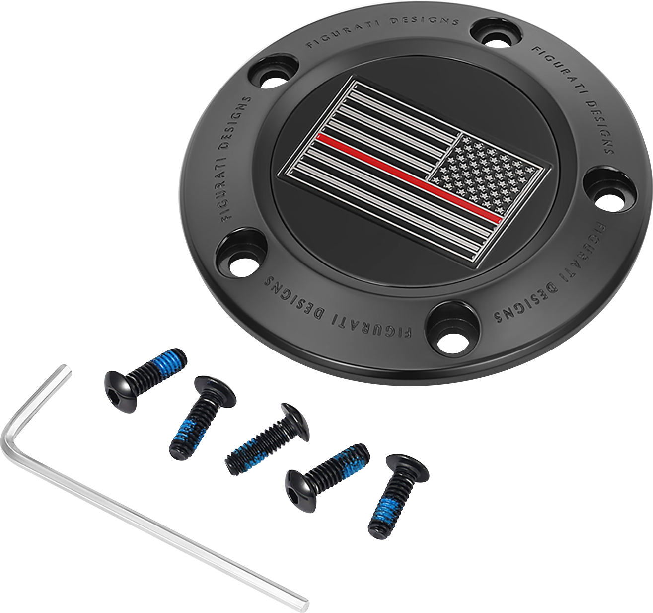 FIGURATI DESIGNS Timing Cover 5 Hole Red Line - Black American FD75-TC-5H-BLK