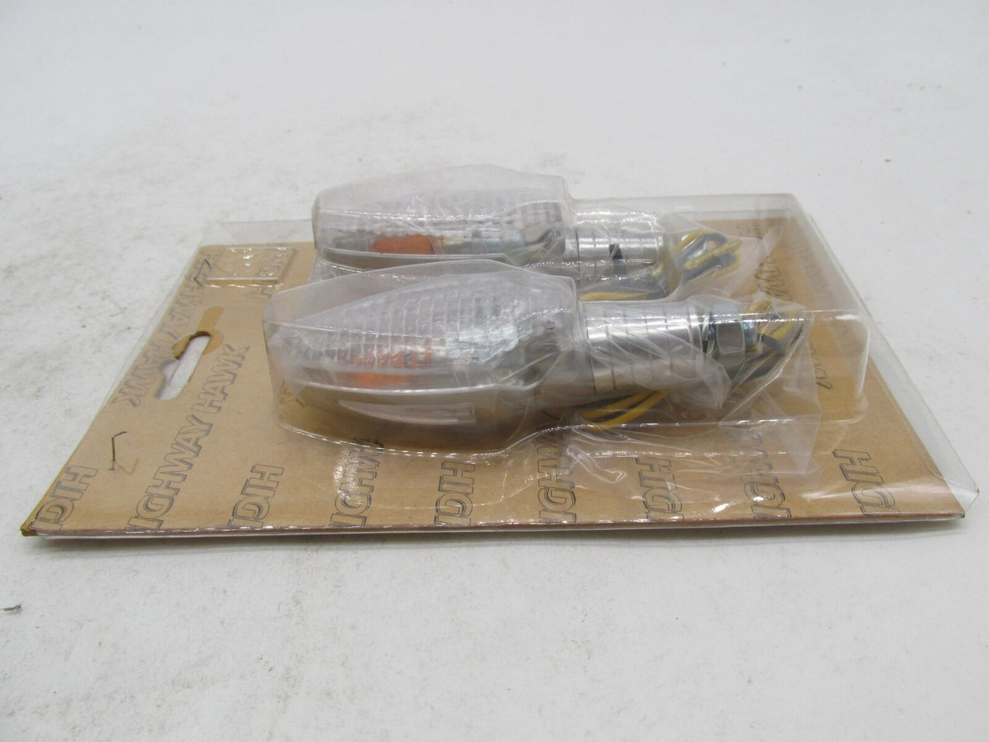 Set of Highway Hawk Motorcycle Chrome Turn Signals Slim Clear Lens 68-6010