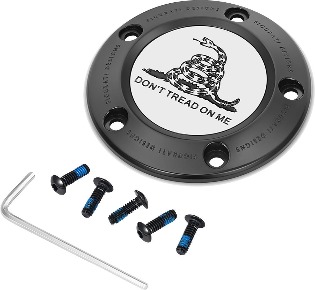 FIGURATI DESIGNS Timing Cover 5 Hole Black Don't Tread On Me FD40-TC-5H-BLK