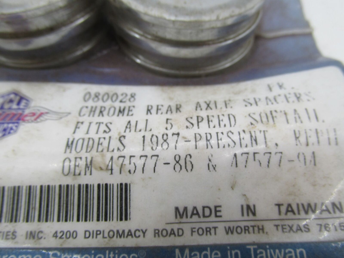 Harley Cycle Jammer 5 Speed Softail Rear Chrome Axle Spacers 080028 47577-86