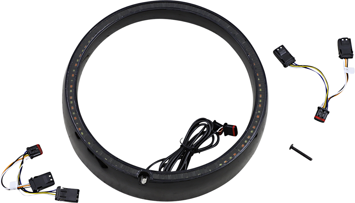 Custom Dynamics Amber/White Headlight Trim Rings Black PB-7TR-AW-1B