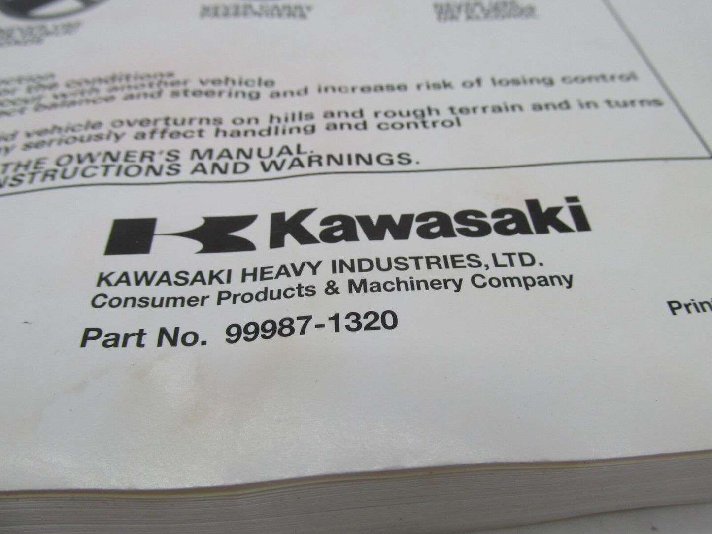 Kawasaki Factory Brute Force 750 Owner's Manual KVF750A6F KVF750B6F 99987-1320