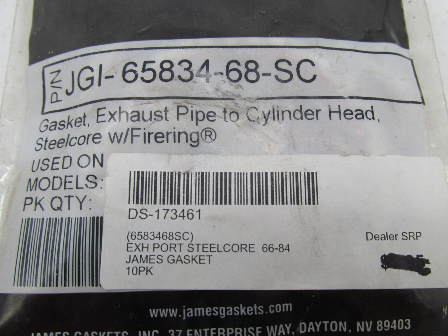 Lot of 7 Harley Steel Core Exhaust Pipe to Cylinder Head Gasket JGI 65834-68 SC