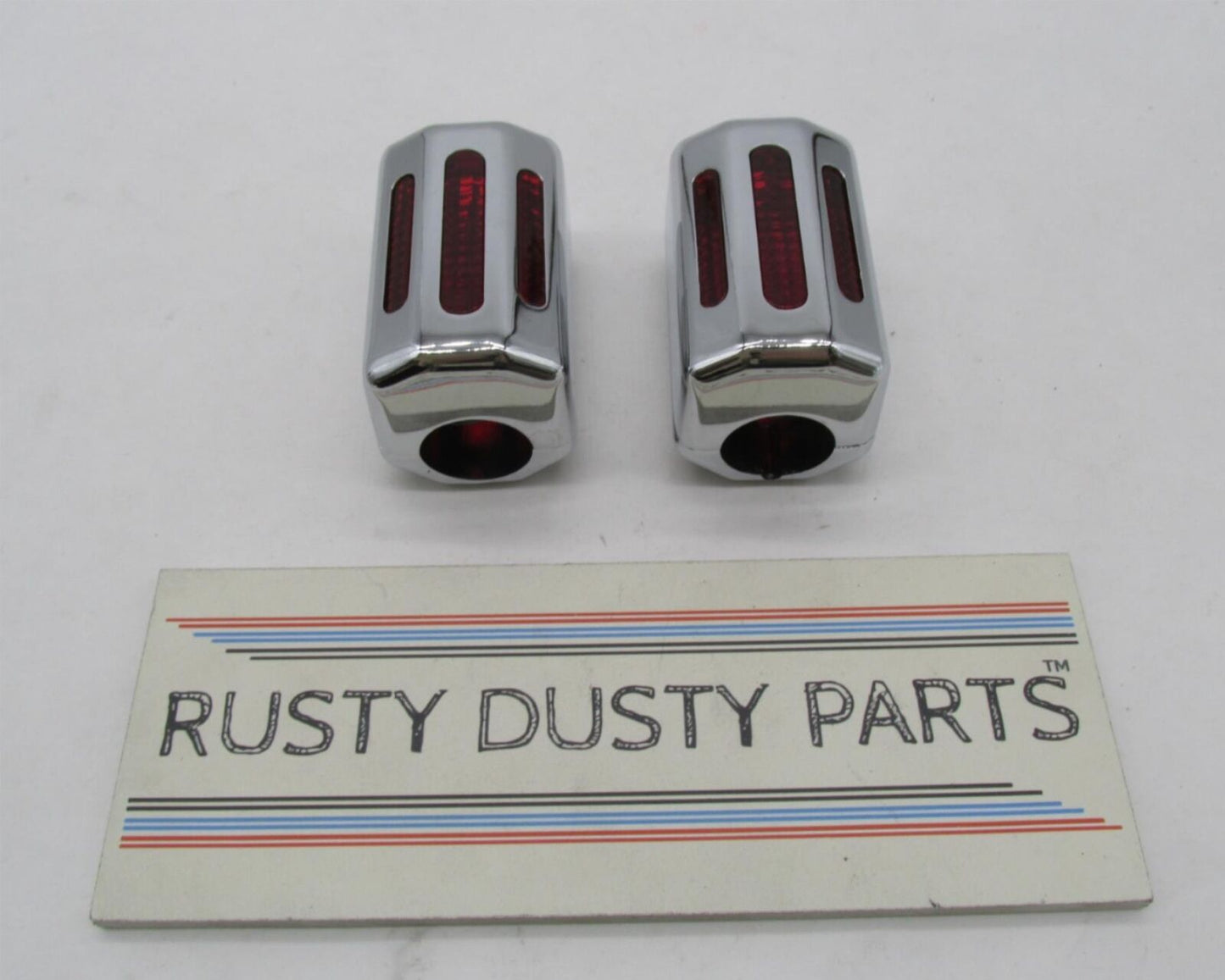 Pair Harley 1" Handlebar Mounted Red Turn Signal Marker Lights 2-7/8" x 1-3/4"