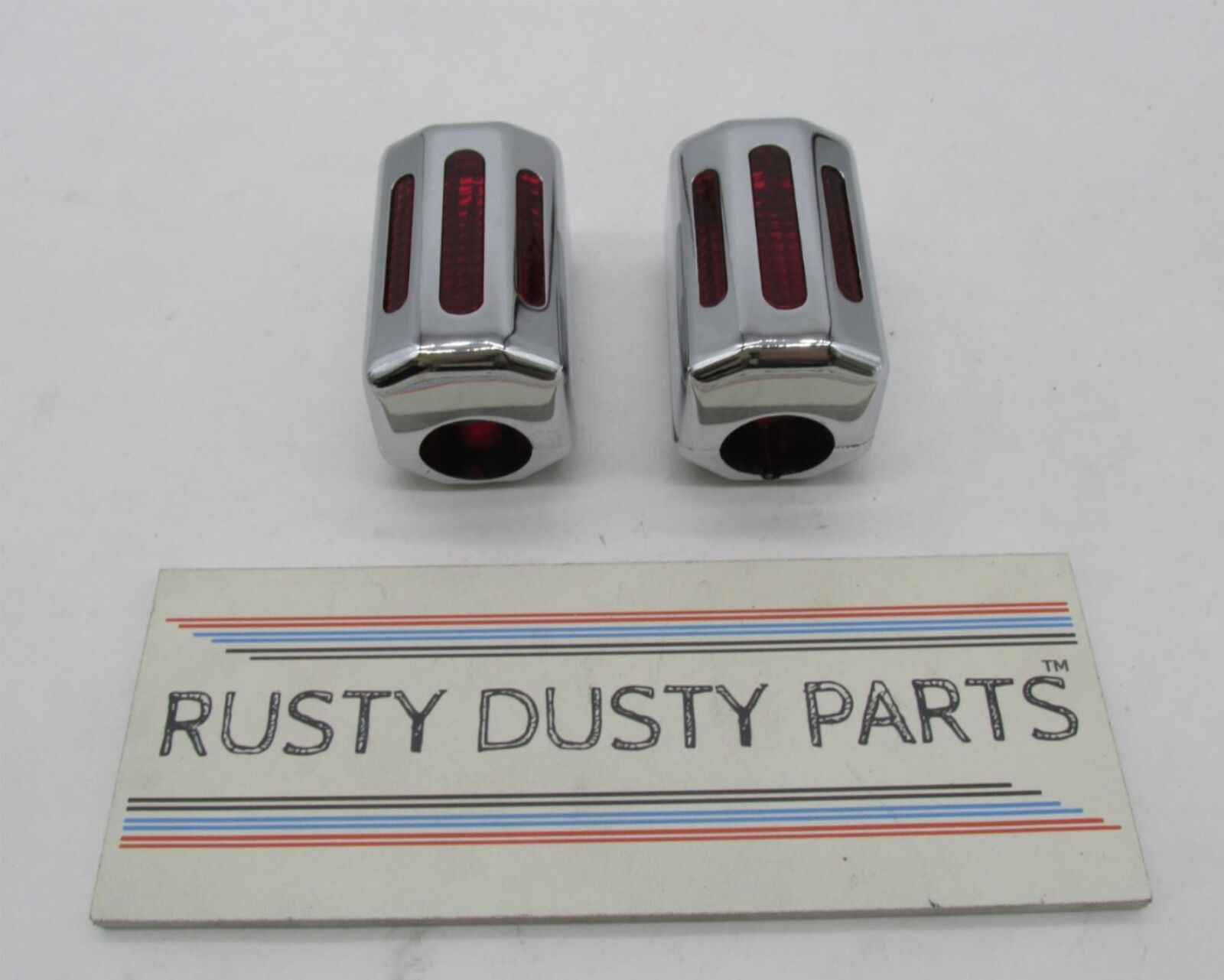 Pair Harley 1" Handlebar Mounted Red Turn Signal Marker Lights 2-7/8" x 1-3/4"