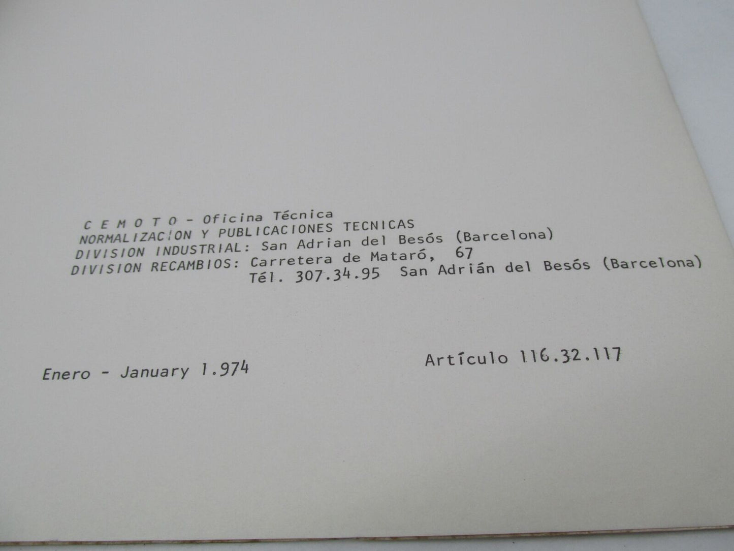 Bultaco Factory 1974 Alpina 115-116 Parts Catalog List Manual 116.32-117