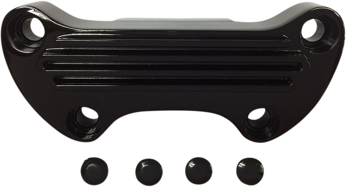 Drag Specialties Gloss Black Handlebar Clamps With Skirt Finned 0603-0810