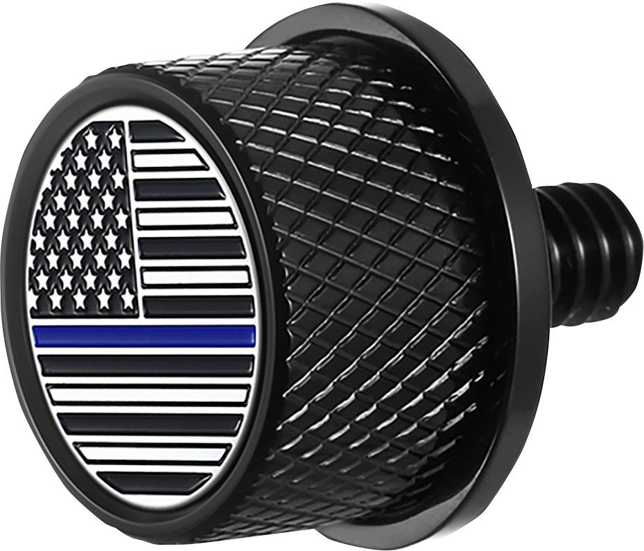 FIGURATI DESIGNS Seat Mounting Knob Black - Blue Line American Flag FD71-SEAT...