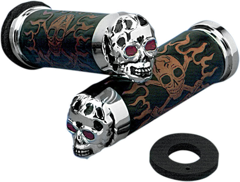Drag Specialties Skull Grips Red Eyes Throttle Sleeve Not Included