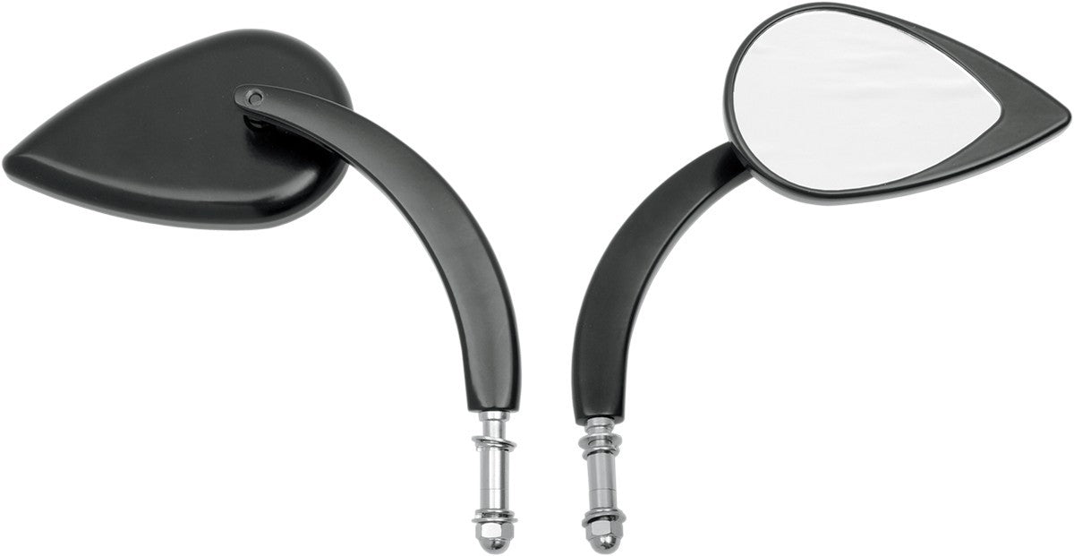 Drag Specialties Teardrop Mirror Black, Long Stem 0640-0389