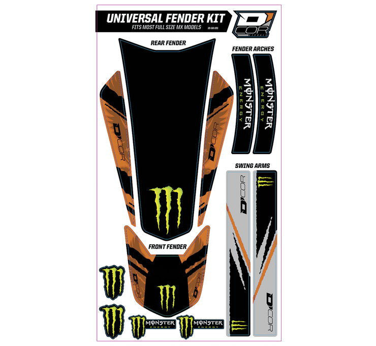 D'COR Universal Fender Trim Decals Orange Monster 15-30-101