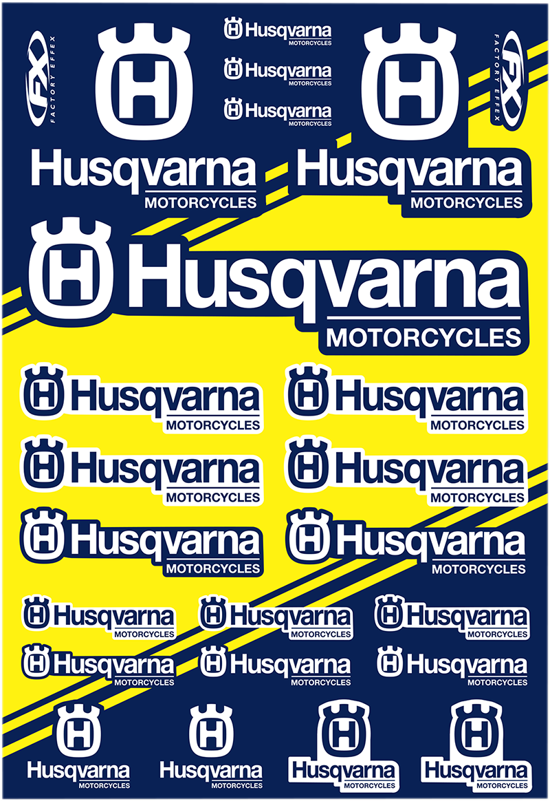 Factory Effex OEM Sticker Sheets Blue Yellow Husqvarna Moto 22-68630