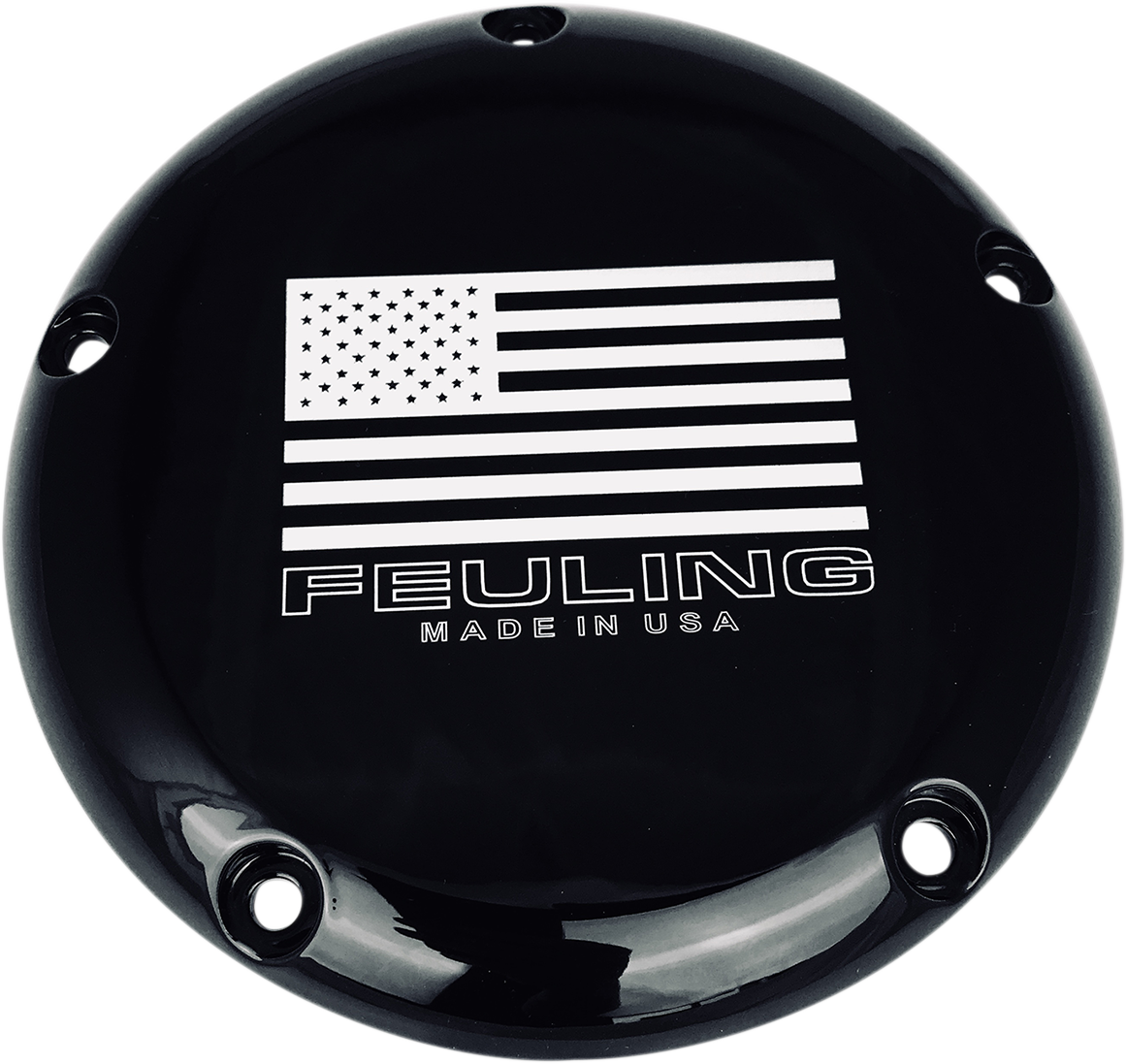 Feuling American Flag Logo Derby Covers Gloss Black 9154