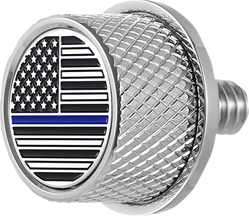 FIGURATI DESIGNS Seat Mounting Knob Stainless Steel - Blue Line American Flag...