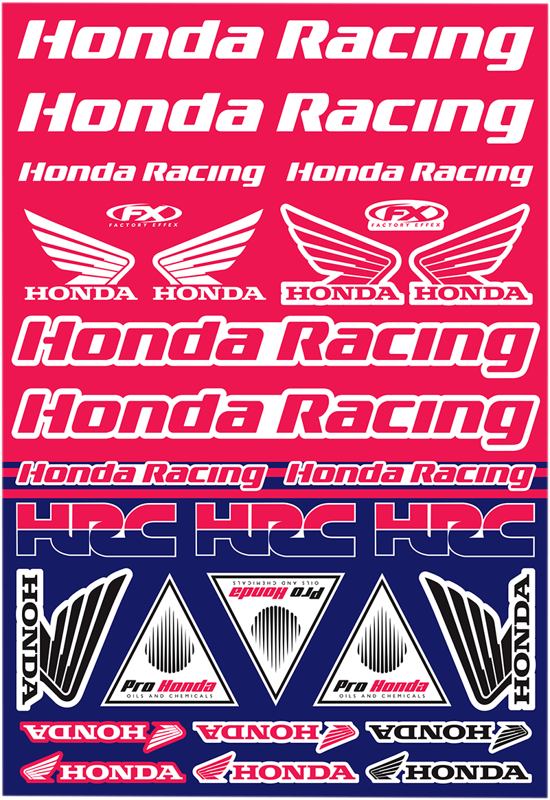 Factory Effex OEM Sticker Sheets Blue Red White Honda Racing 22-68332