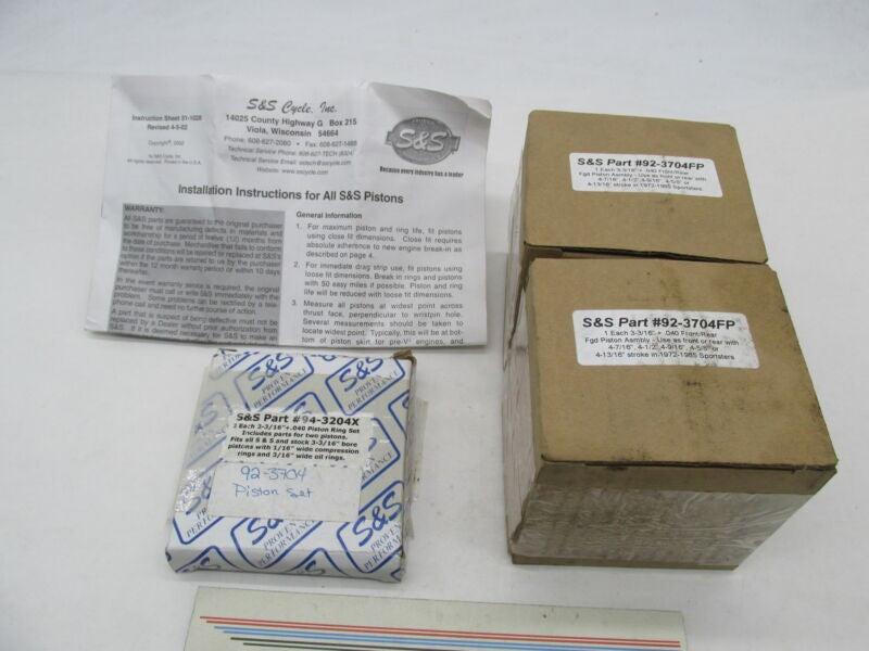 Set of S&S Cycle 3-3/16" +.040 Harley 1972-85 Sportster Pistons & Rings 92-3704