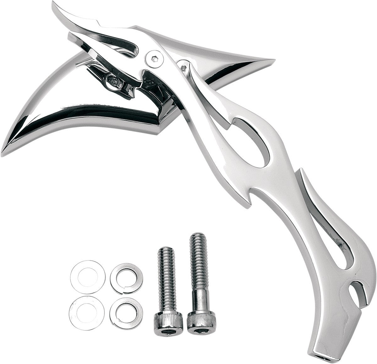 Drag Specialties Gothic Mirror Flame Stem Left Side 0640-0035