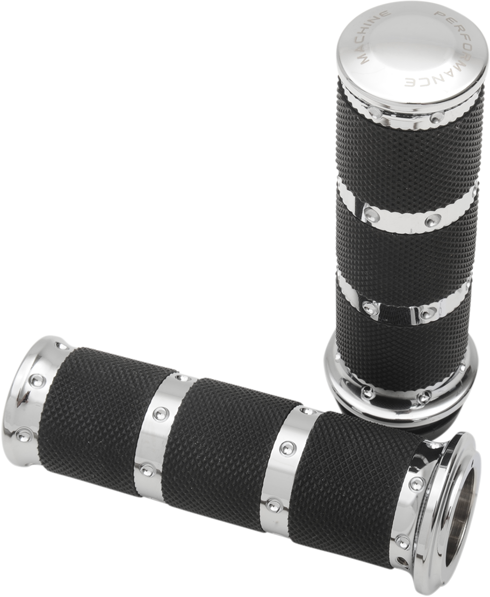 Performance Machine XLS Handlebar Grip Set Chrome TBW 0063-2087-CH