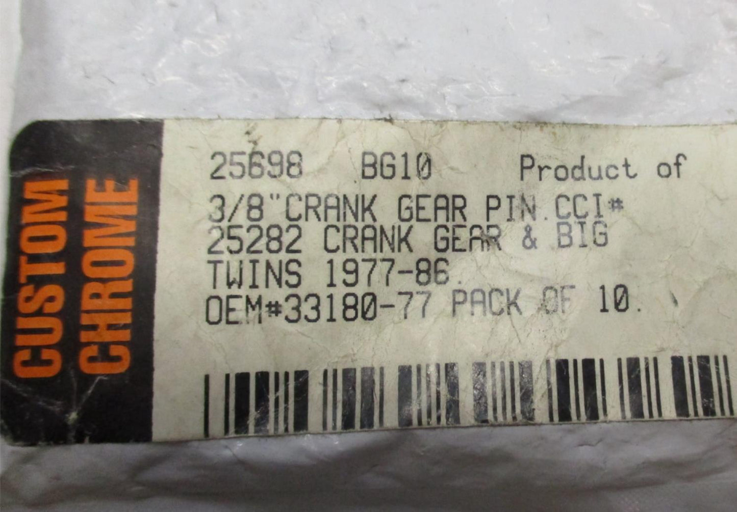 Lot of 10 Custom Chrome 25-698 Harley Davidson 3/8" Crank Gear Pins OEM 33180-77