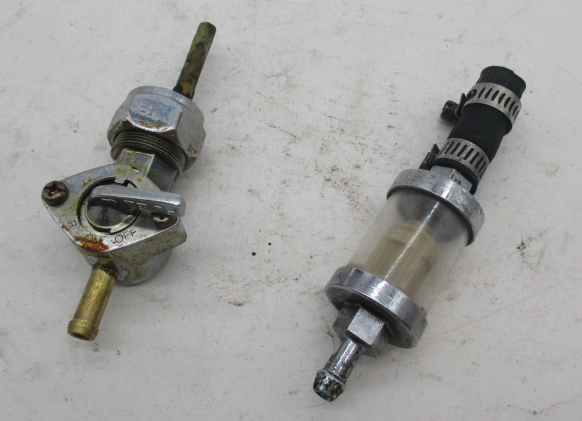 Harley Davidson Fuel Gas Valve Petcock with Chrome Filter Rusty Dusty Parts