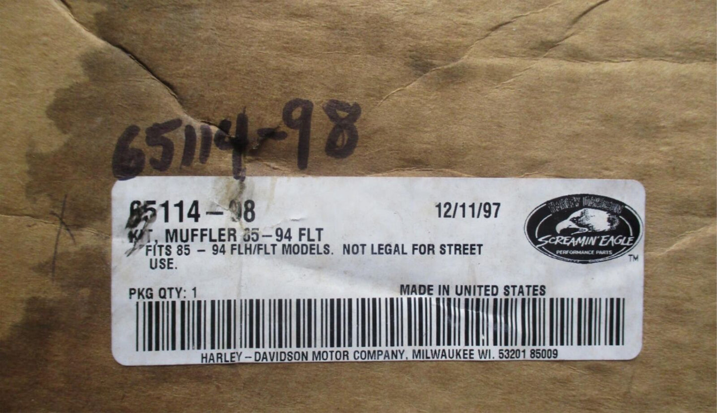 Harley Genuine Screamin Eagle NOS Exhaust Muffler Pipes '85 - 94 FLT 65114-98