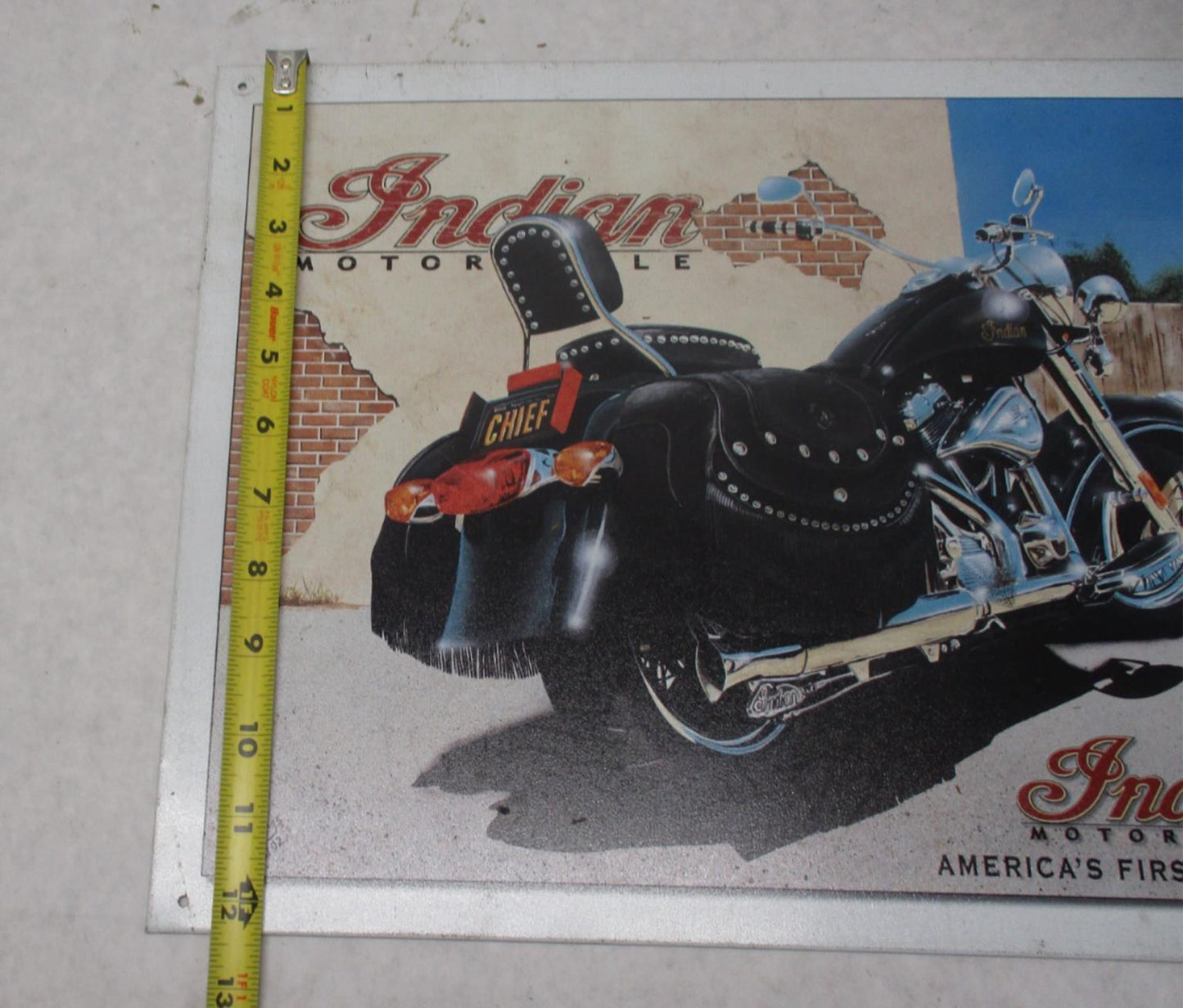 Indian America's First Motorcycle Chief Aluminum Garage Shop Sign 16"x12"